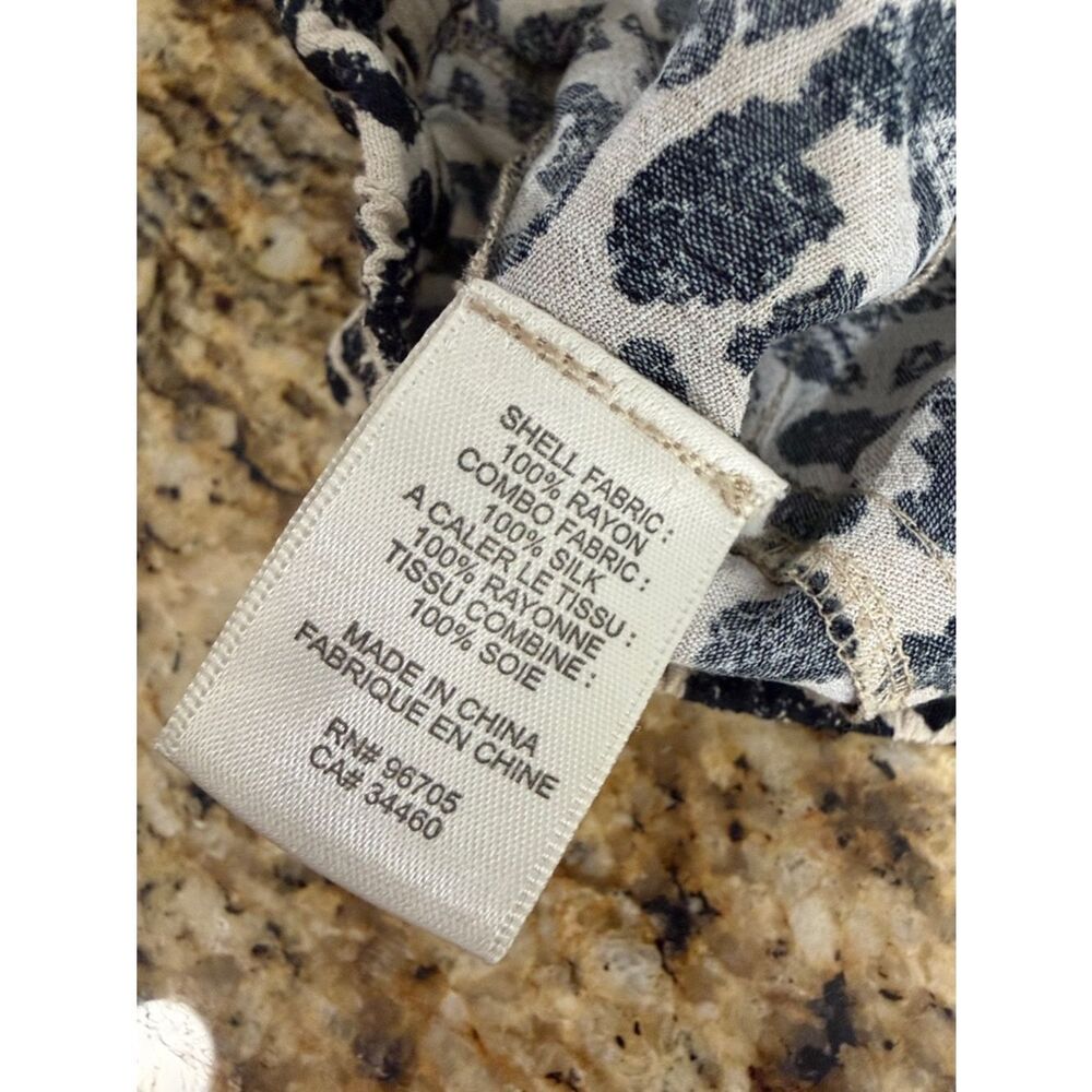 Rebecca Taylor Leopard Print Drawstring Lounge Pants Silk Trim Beige Black S - Picture 5 of 9